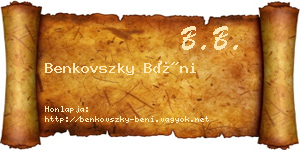 Benkovszky Béni névjegykártya